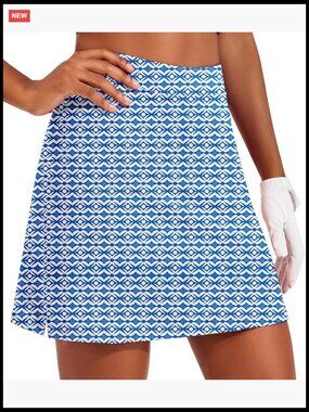 Golf Skort with Inner Pockets Silicone Grippers Quick Dry Athletic Tennis
